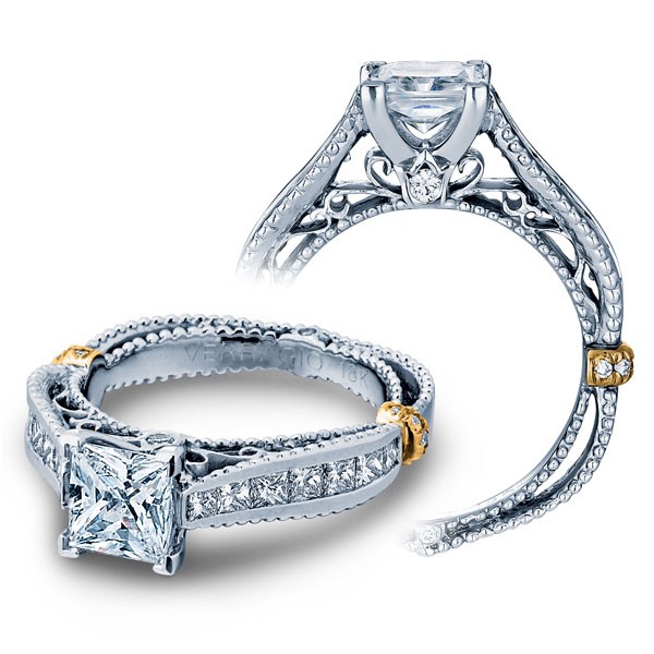 Filigree Channel Set Vintage Venetian Verragio Diamond Engagement Ring